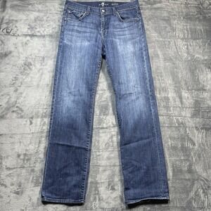 7 For All Mankind Jeans Mens 34x32 Blue Austyn Straight Made USA Stretch Denim